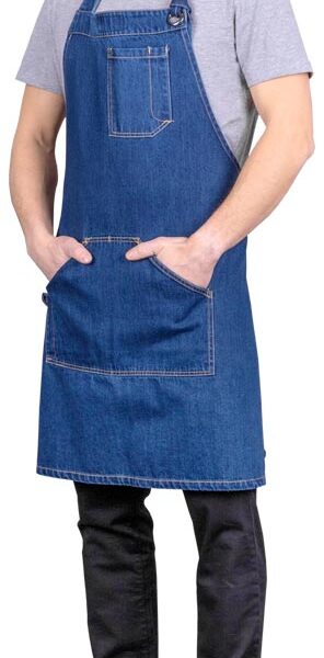 Fartuch ochronny wykonany z jeansu zakładany na szyję; FORTE; Reis; Raw-Pol